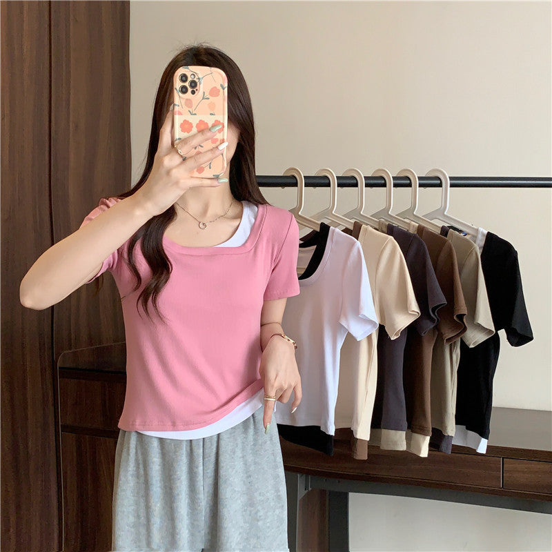 Femme Geschichtete Rippen T-Shirt Heidi-Mode