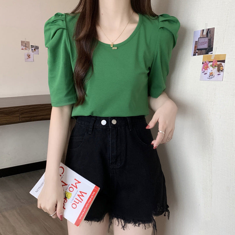 Damen Puffärmel Freizeitoberteil Heidi-Mode