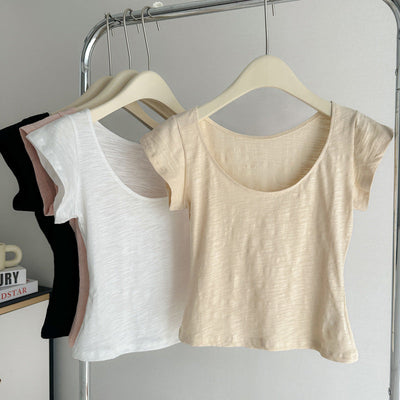 Damen Kurzarm Rundhals Basic T-Shirt Heidi-Mode