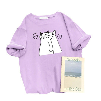 Femme Verspielt Grafik Katze T-Shirt Heidi-Mode