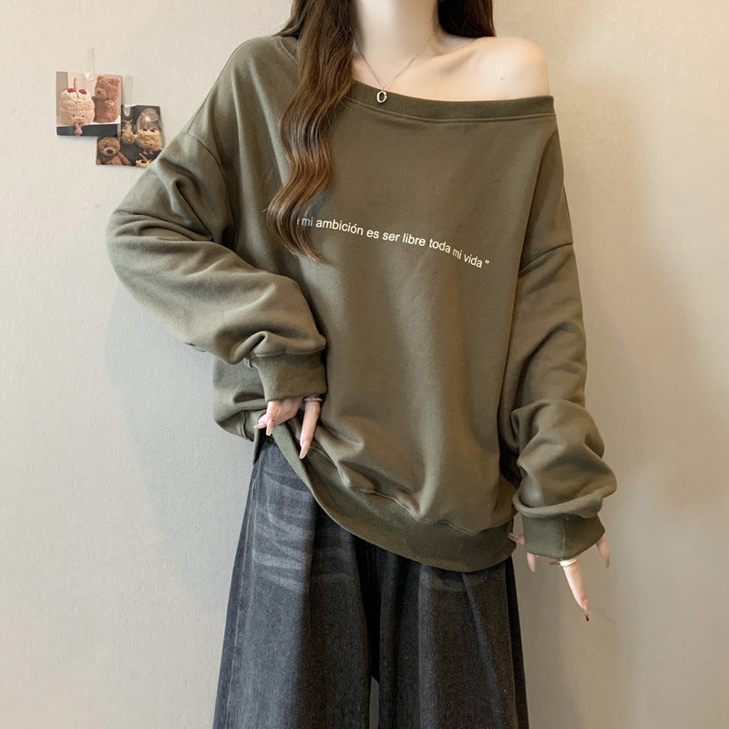 Femme Off-Shoulder Grafik Sweatshirt Heidi-Mode 1747901694