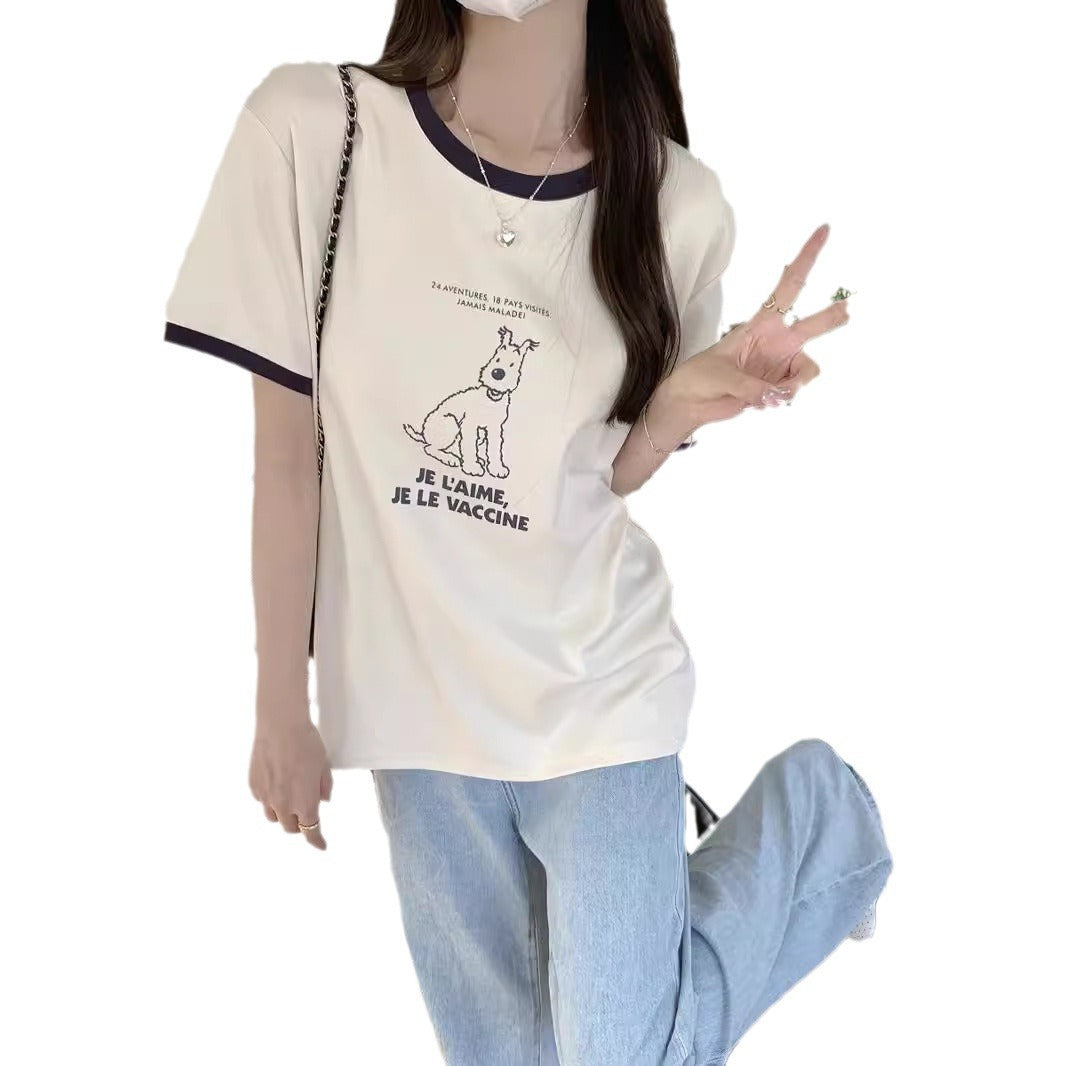 Femme Verspieltes Grafik-Statement T-Shirt Heidi-Mode