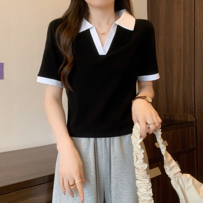 Femme Polo-Stil Kurzarmtop Heidi-Mode