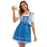 Damen nan traditionelles bayerisches Dirndlkleid mit dekorativer Schnürung und abnehmbarer Schürze Drune in Blau