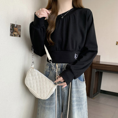 Femme Off-Shoulder Cropped Sweatshirt mit bequemem Schnitt Heidi-Mode