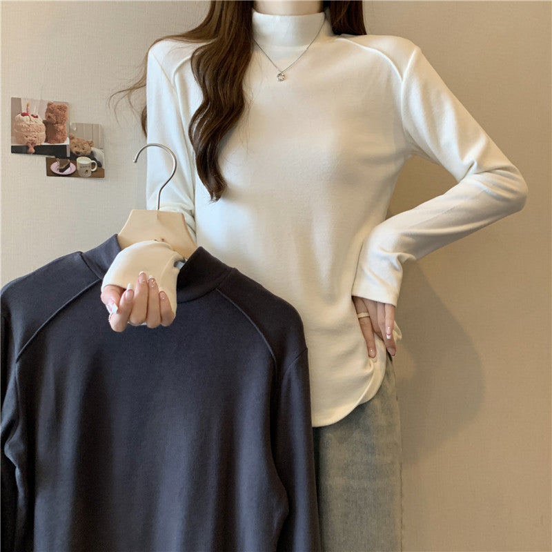 Damen Langarm-Mock-Neck-Top aus weichem Stoff Heidi-Mode