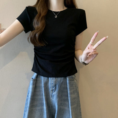 Femme Kurzarm Raffung Top Heidi-Mode