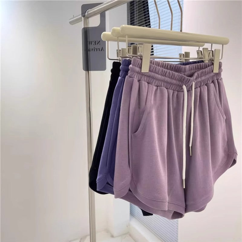 Femme Hoch geschnittene Sportliche Lounge Shorts mit verstellbarem Kordelzug Heidi-Mode