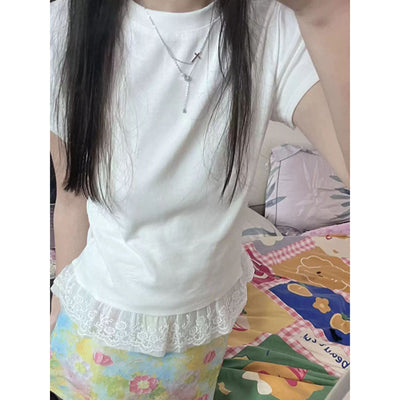 Femme Spitzendetail Freizeitoberteil Heidi-Mode