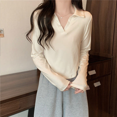 Frauen Langarm Hemd mit Kragen aus weichem Stoff Heidi-Mode