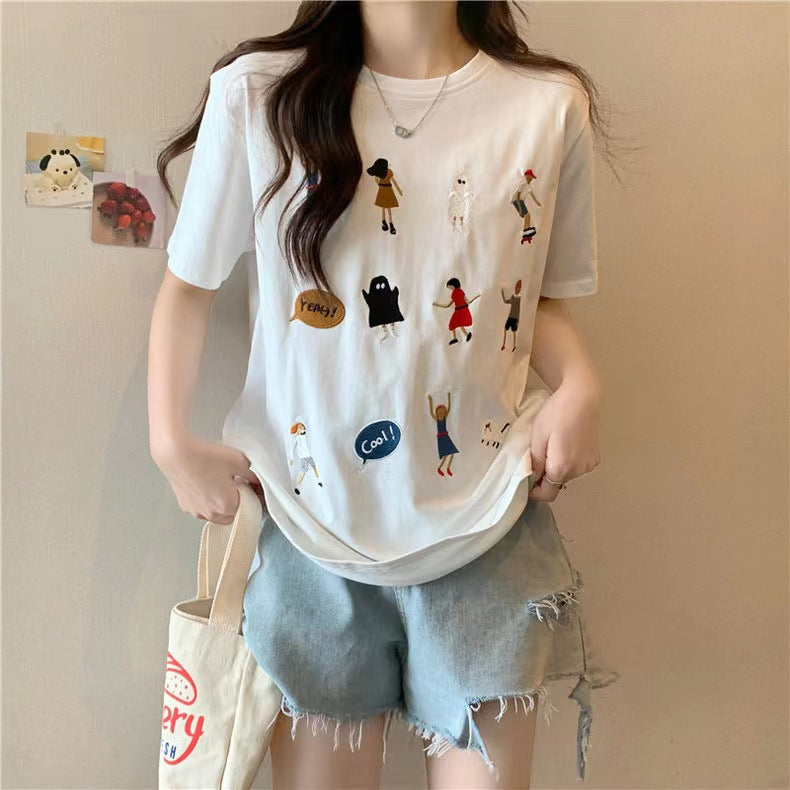 Femme Grafikdruck Lockeres T-Shirt Heidi-Mode