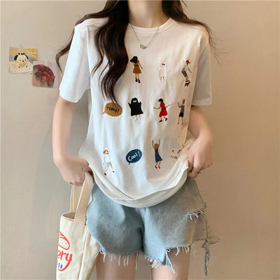 Femme Grafikdruck Lockeres T-Shirt Heidi-Mode