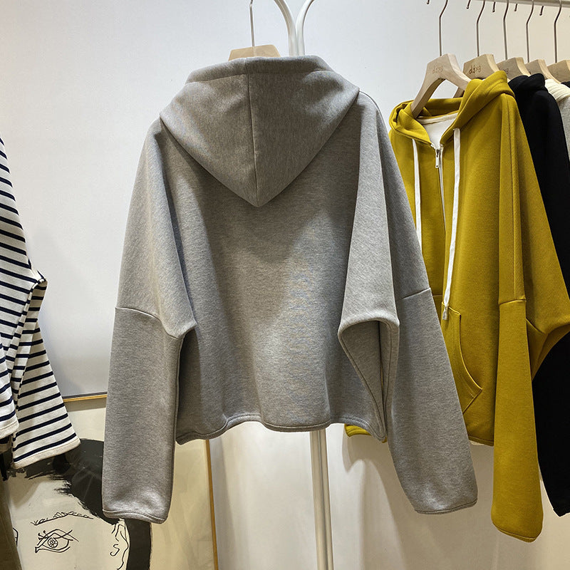 Femme Relaxed Fit Zip-Up Hoodie mit Übergroßen Taschen Heidi-Mode