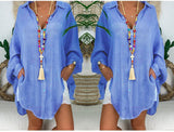 Damen nan leichte Leinen-Tunika mit Knotenfront und Lochspitzen-Shorts Drune in Blau