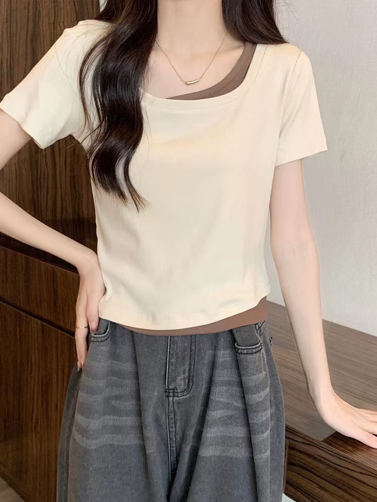 Femme Geschichteter Stretch Baumwolltop Heidi-Mode