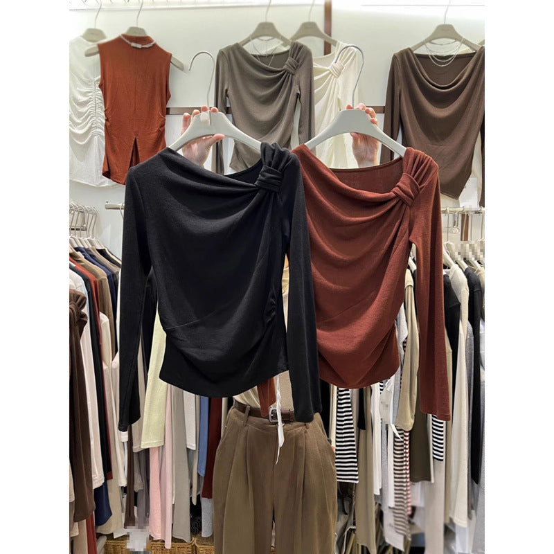 Damen Raffung Langarmoberteil mit elegantem Detail Heidi-Mode