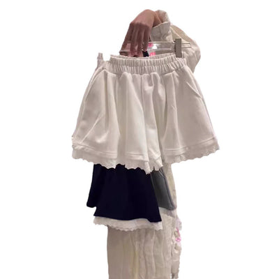 Femme Geschichtete Rüschenrock mit Spitzenbesatz Heidi-Mode