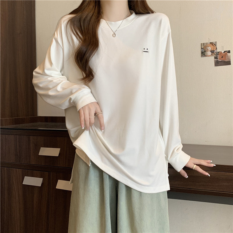 Damen Relaxed Fit Langarm-T-Shirt mit einzigartigem grafischem Detail Heidi-Mode