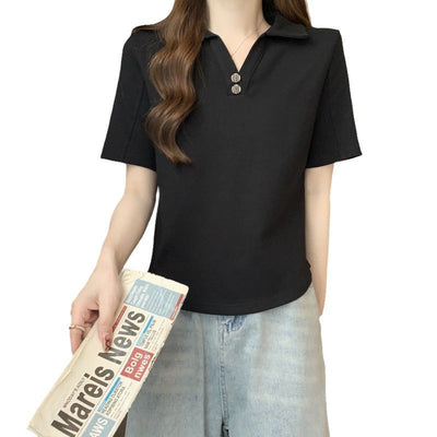 Femme Polo Shirt mit dekorativer Knopfleiste Heidi-Mode