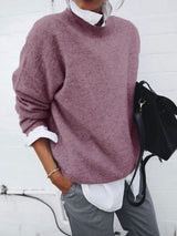 Damen nan gemütlicher Oversize-Strickpullover mit Stehkragen Drune in Rot