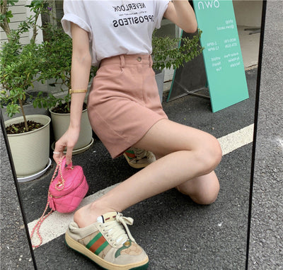 Damen Hohe Taille A-Linien Minirock mit Utility-Taschen Heidi-Mode