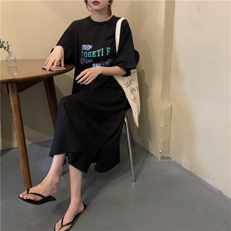 Femme Grafik Maxikleid mit Lockerer Passform Heidi-Mode