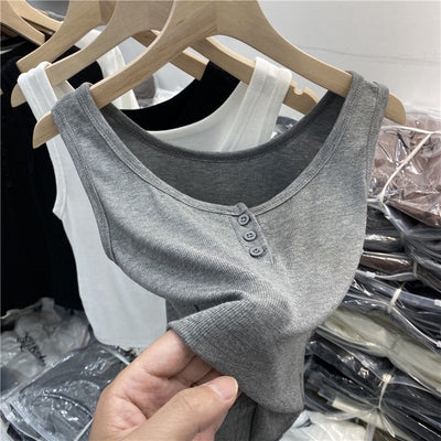 Femme Soft Ribbed Button-Down Tanktop Heidi-Mode