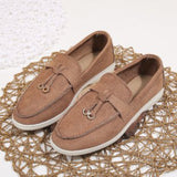Damen nan bequeme Slip-On Loafer mit dekorativem Quastenbesatz und ergonomischer Gummisohle Drune in Kaffebraun
