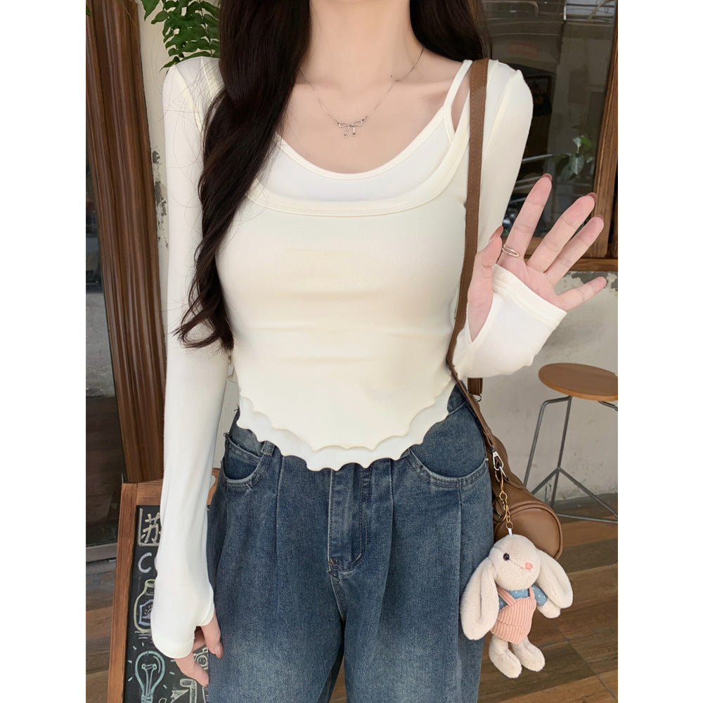 Femme Geschichtete Rüschenshirt mit langen Ärmeln Heidi-Mode