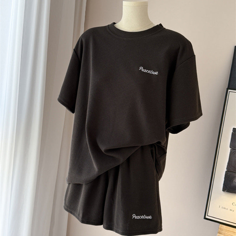 Femme Relaxed Fit Waffelstrick Zweiteiliges Lounge-Set Heidi-Mode