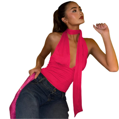 Cecily - Dyb V-Ausschnitt Halter-Wickeloberteil