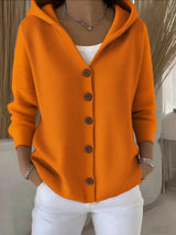 Damen nan Kapuzen-Cardigan mit Knopfleiste und lässiger Oversize-Passform Drune in Orange
