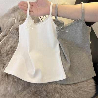 Femme Spaghettiträger-Camisole mit Spitzenbesatz Heidi-Mode