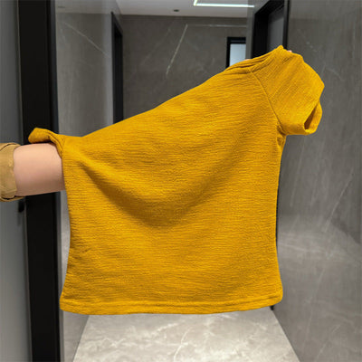 Damen Off-Shoulder Texturiertes T-Shirt Heidi-Mode