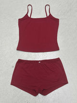 Damen Unterwäsche-Set mit Spaghettiträgern und bequemen Shorts Drune in Rot