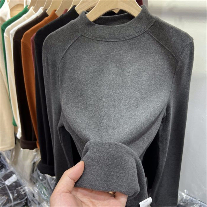 Damen Mock Neck Leichter Pullover Sweatshirt Heidi-Mode