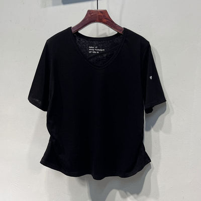 Damen Relaxed Fit V-Ausschnitt Kurzarm T-Shirt Heidi-Mode