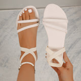 Damen Elegante Riemchensandalen – Vielseitige Komfort Fußbett Schuhe in Beige