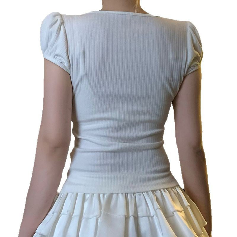 Jannie - Süßes Katzenmotiv und Puffärmeloberteil