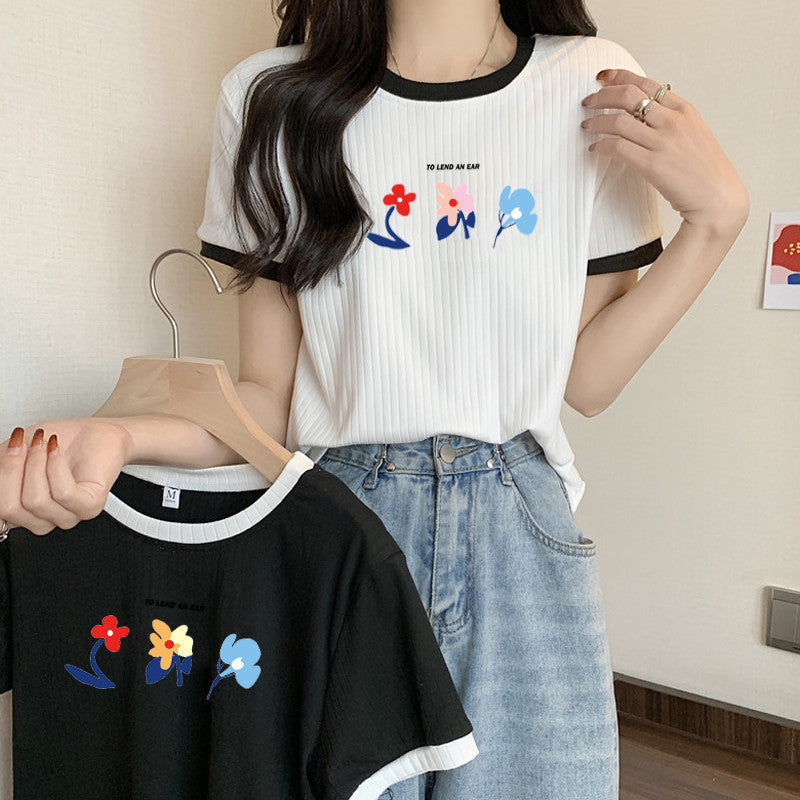 Femme Grafik Floral Design T-Shirt Heidi-Mode