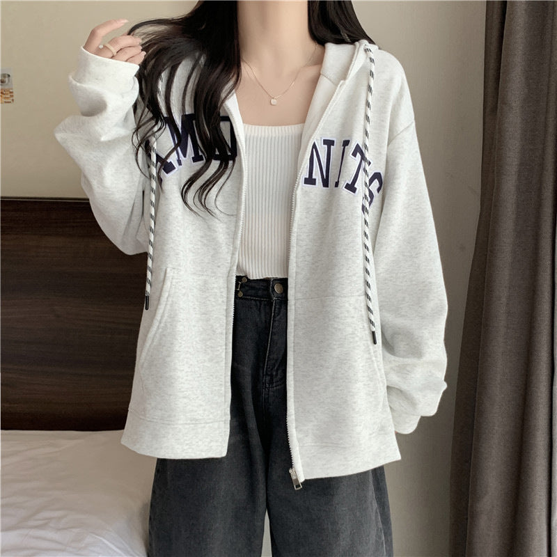 Femme Grafik Zip-Up Hoodie mit Kontrastdetails Heidi-Mode