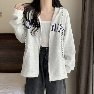 Femme Grafik Zip-Up Hoodie mit Kontrastdetails Heidi-Mode