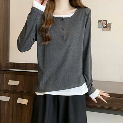 Femme Layered Langarm Henley Top Heidi-Mode