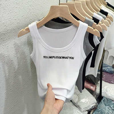 Femme Ripptext-Grafik-Ärmelloses Top Heidi-Mode