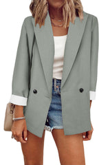 Damen nan legerer Oversize Blazer mit dreiviertelärmeln und kontrastmanschetten Drune in Hellgrau