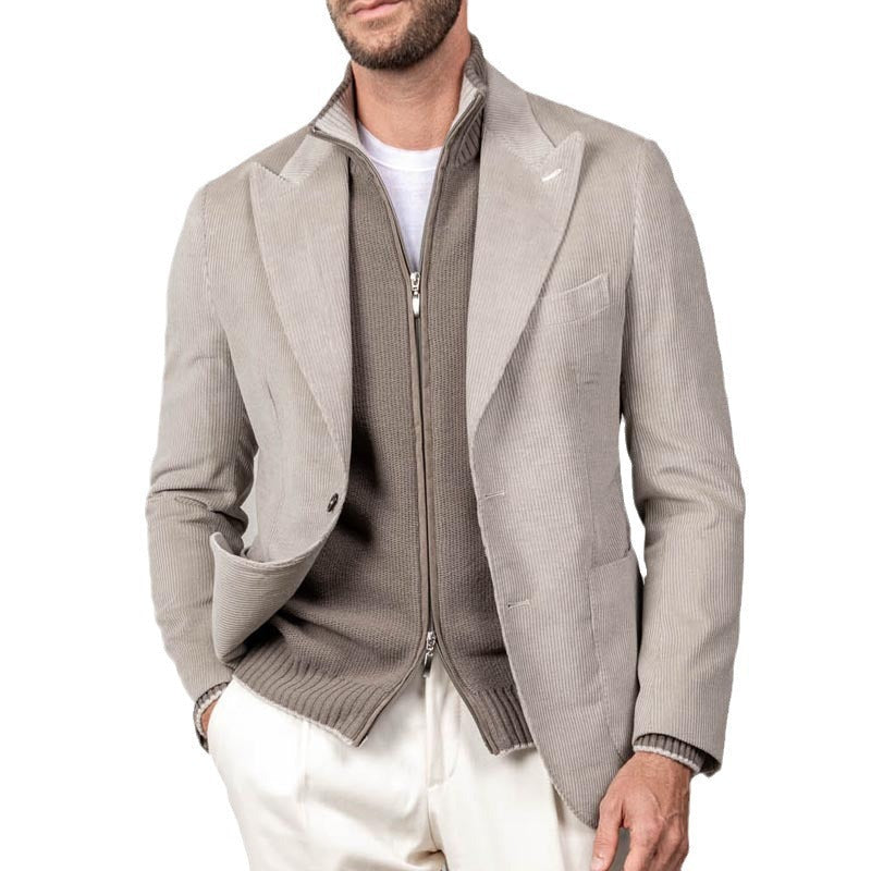 Herren eleganter Cord-Blazer mit integriertem Strickpullover Aliams