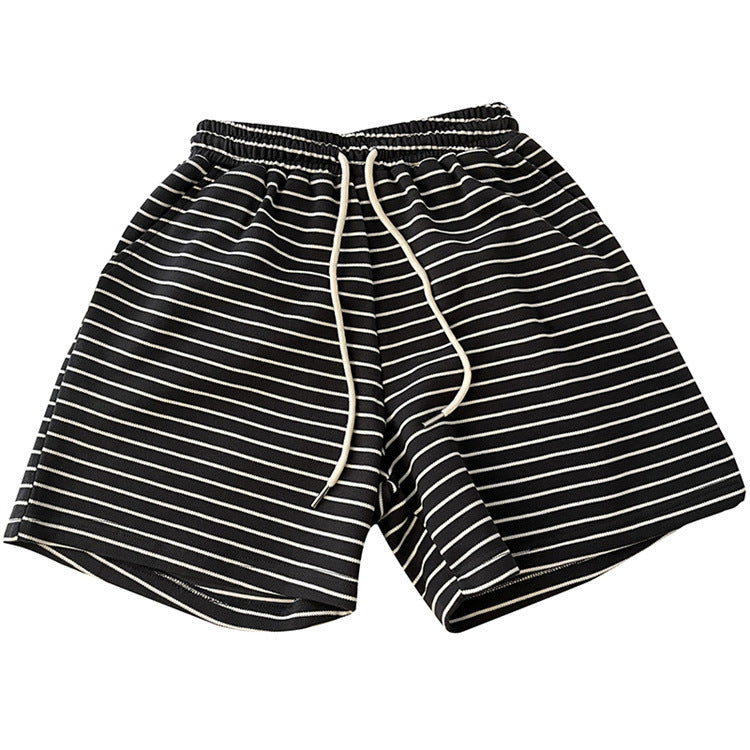 Femme Hoch Taillierte Gestreifte Lounge Shorts Heidi-Mode