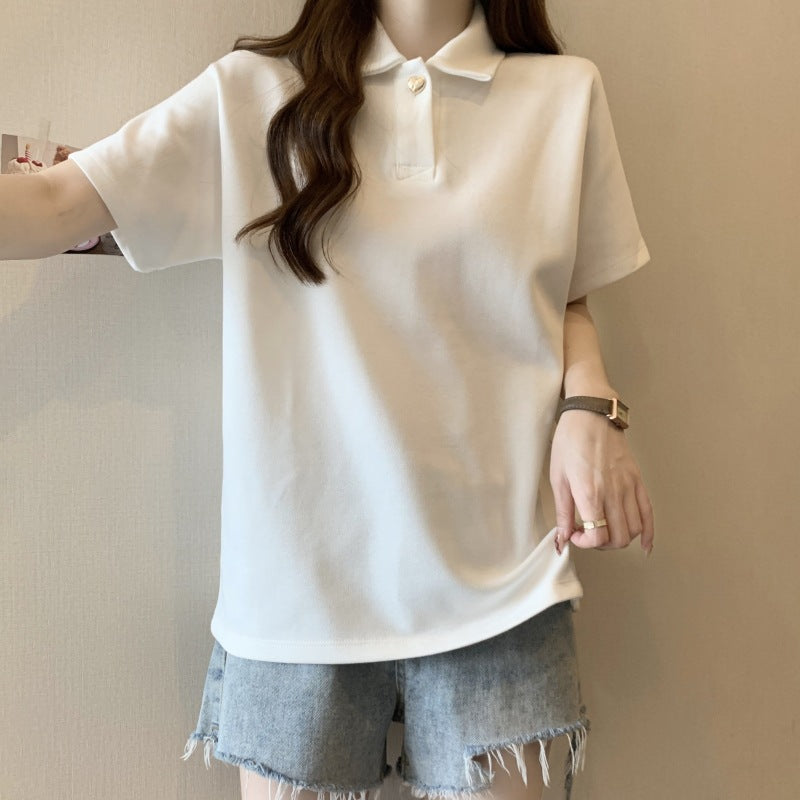 Femme Kurzarm-Polohemd mit elegantem Knopfdetails Heidi-Mode