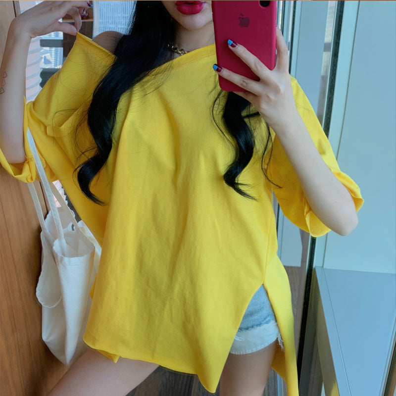 Damen Oversized V-Ausschnitt Top mit Taschen-Details Heidi-Mode