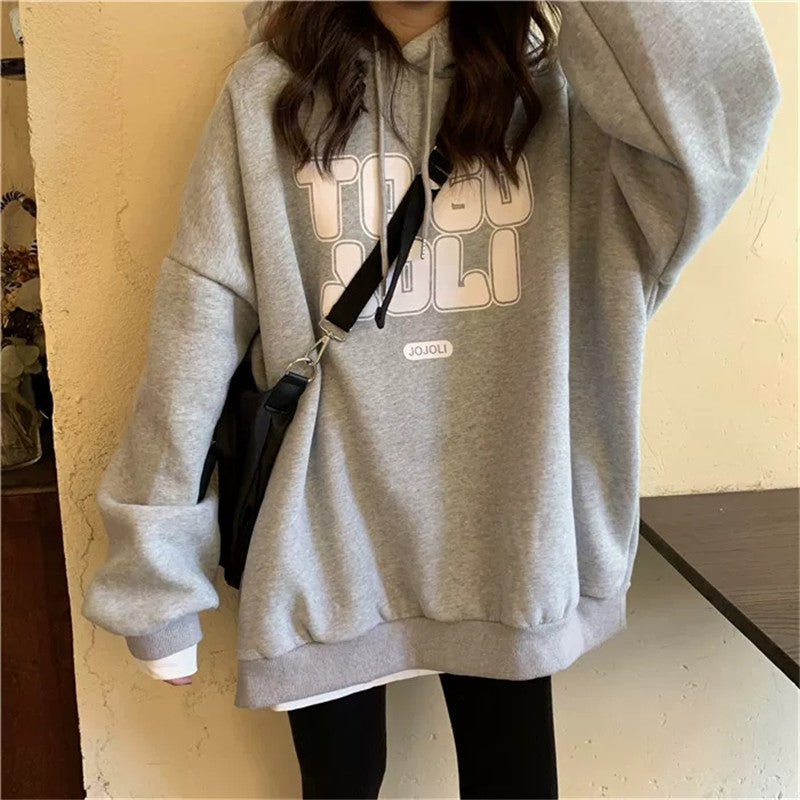 Femme Übergroße Grafik-Hoodie mit Statement-Druck Heidi-Mode